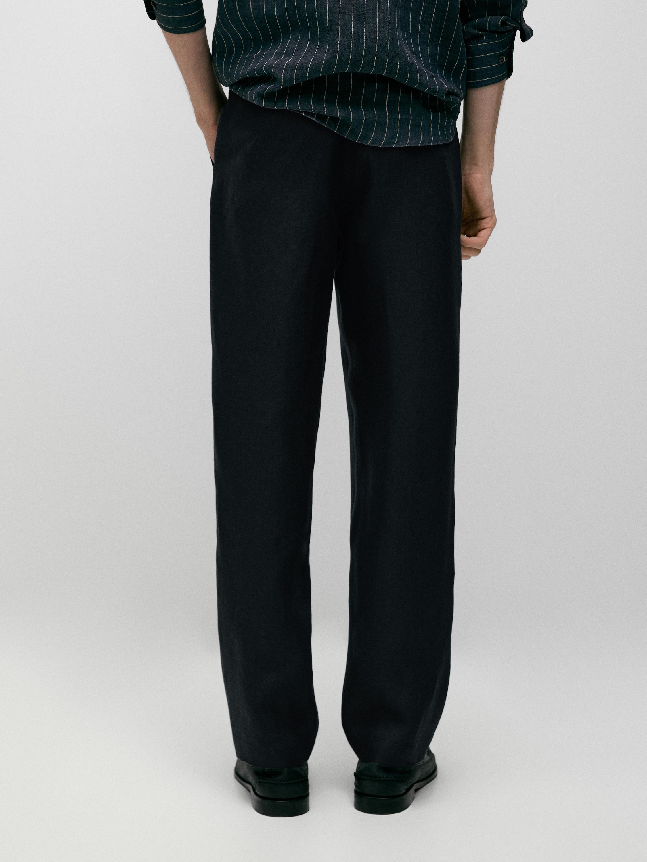 Pantalon tapered 100 % lin