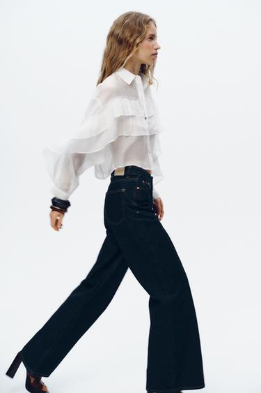 SHORT SEMI-SHEER SHIRT WITH RUFFLES - White by Zara - Image 2