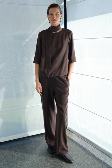 ZW COLLECTION SCARF TOP - Brown by Zara - Image 0