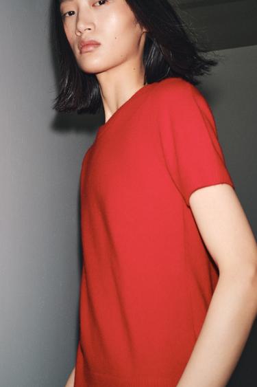 PULL 100 % CACHEMIRE MANCHES COURTES - Rouge de Zara - Image 3