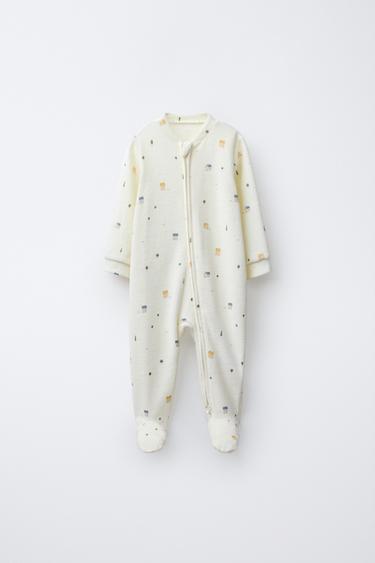 PYJAMA COMBINAISON EN VELOURS À MOTIF MAISONS - Écru de Zara