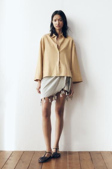 CAMISA OVERSIZE CON LINO - Amarillo pomelo de Zara