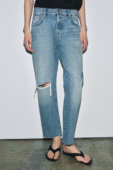JEAN ZW COLLECTION DROIT TAILLE MOYENNE DÉCHIRÉ - Bleu de Zara - Image 1
