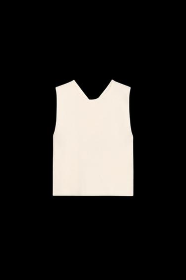 KNIT CUT-OUT BACK TOP - Ecru by Zara - Image 0