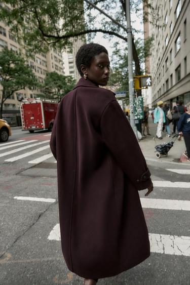 SOFT OVERSIZE COAT - Burgundy by Zara - Image 4