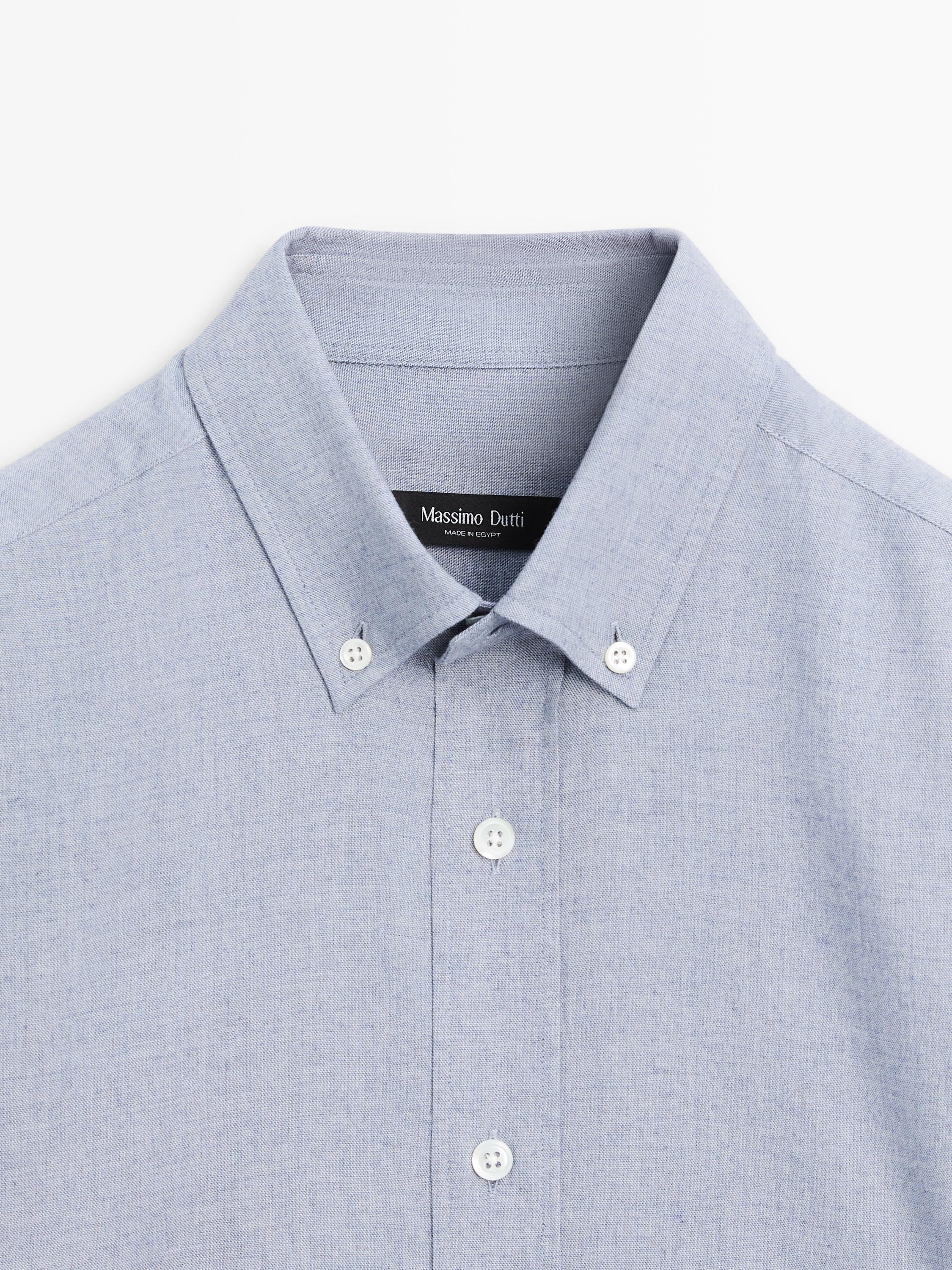 Regular-fit melange cotton shirt