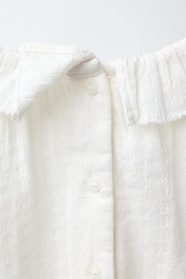 EMBROIDERED BODYSUIT WITH FAGOTING - Ecru by Zara - Image 3