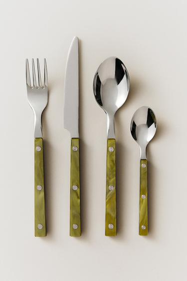 4-PIECE CUTLERY SET WITH ACRYLIC HANDLE - GREEN by Zara - Image 4