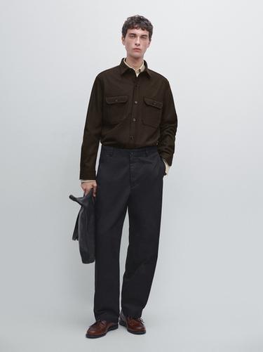 Zara 100% wool overshirt with pockets - Chocolate - Image 0