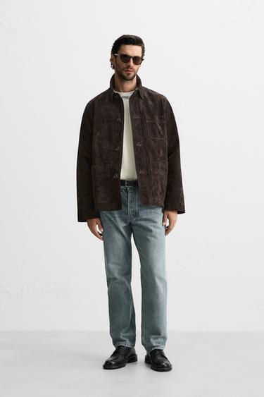 SUEDE LEATHER JACKET - Dark brown by Zara - Image 0