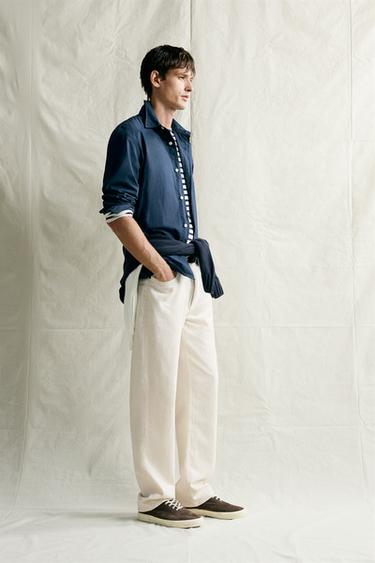 JEANS STRAIGHT RELAXED FIT ALGODÓN - CÁÑAMO - Cru de Zara - Imaxe 0