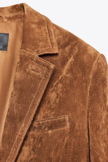 SUEDE LEATHER BLAZER - Toffee by Zara - Image 2
