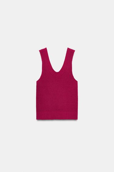 KNIT POT NECK TOP - Strawberry by Zara - Image 0