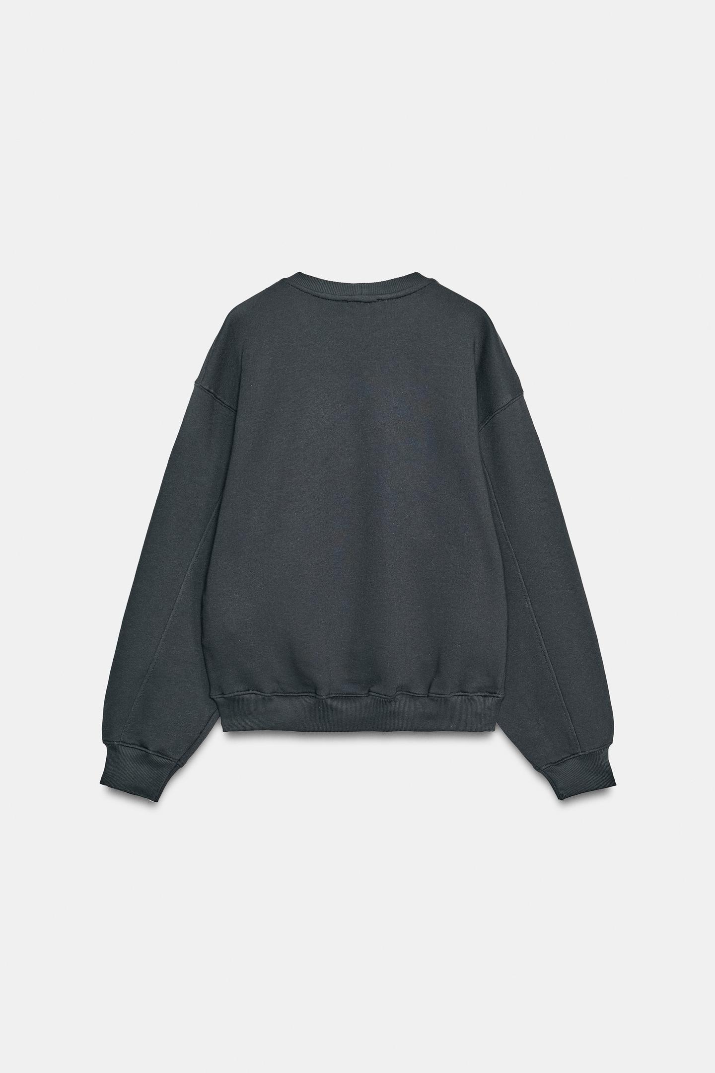 Женская толстовка Zara Metallic Effect Print, цвет: Антрацитовый серый — фото 5