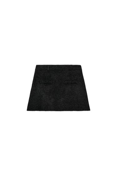 Zara KNIT POCKET MINI SKIRT - Dark gray