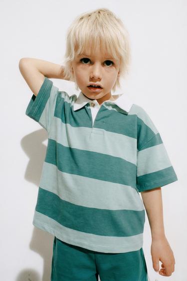 ENSEMBLE POLO RAYÉ ET BERMUDA - Bleu / Vert de Zara