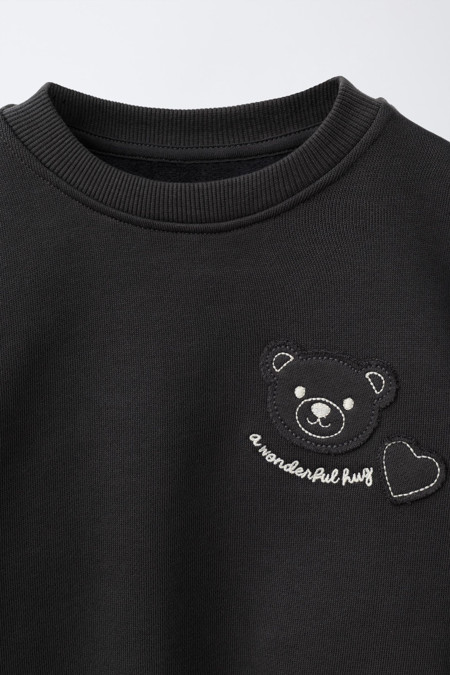 Детская толстовка Zara Bear Patch, цвет: Тёмный антрацитовый — фото 3