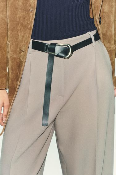 STRAIGHT-LEG DARTED TROUSERS WITH BELT -  by Zara - Image 3
