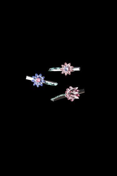 3ER-SET HAARSPANGEN MIT BLUMEN - Silber von Zara