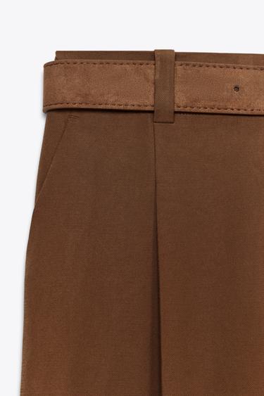 FLOWING TROUSERS WITH BELT - Tobacco by Zara - Image 6