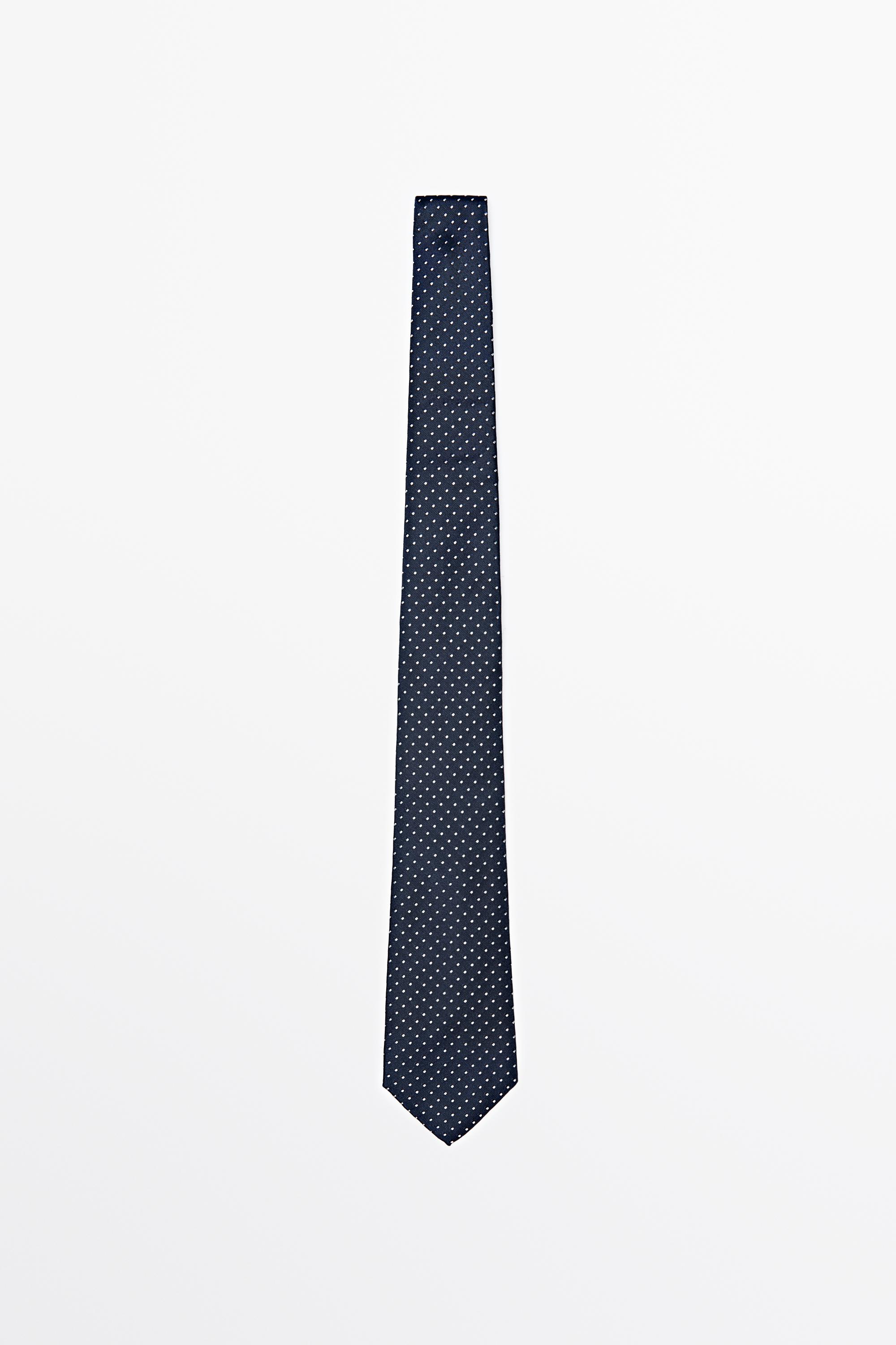 100% silk polka dot tie — Navy blue