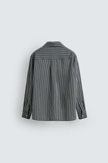 CREASED-EFFECT STRIPED FLOWING SHIRT - striped by Zara - Image 7