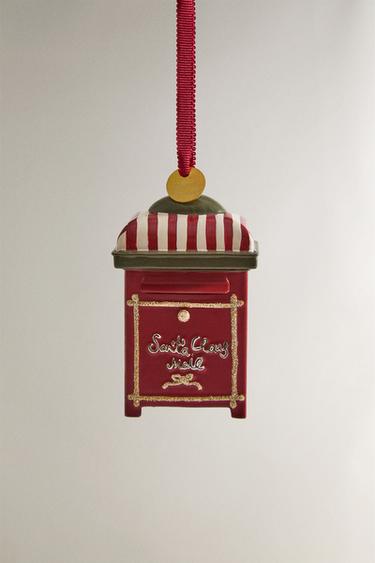 FATHER CHRISTMAS LETTER BOX CHRISTMAS TREE DECORATION - Red by Zara - Image 0