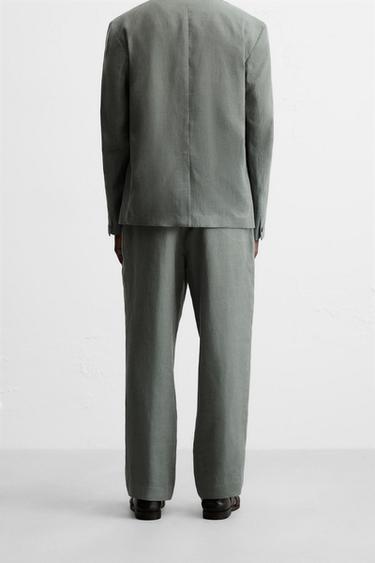100% LINEN SUIT TROUSERS - washed green by Zara - Image 2