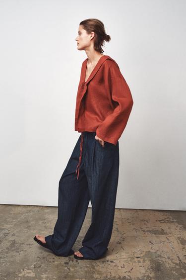 100% LINEN BLOUSE ZW COLLECTION - Brick by Zara - Image 3