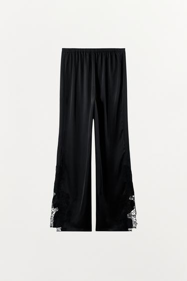 SATIN LACE TROUSERS - Black by Zara - Image 5