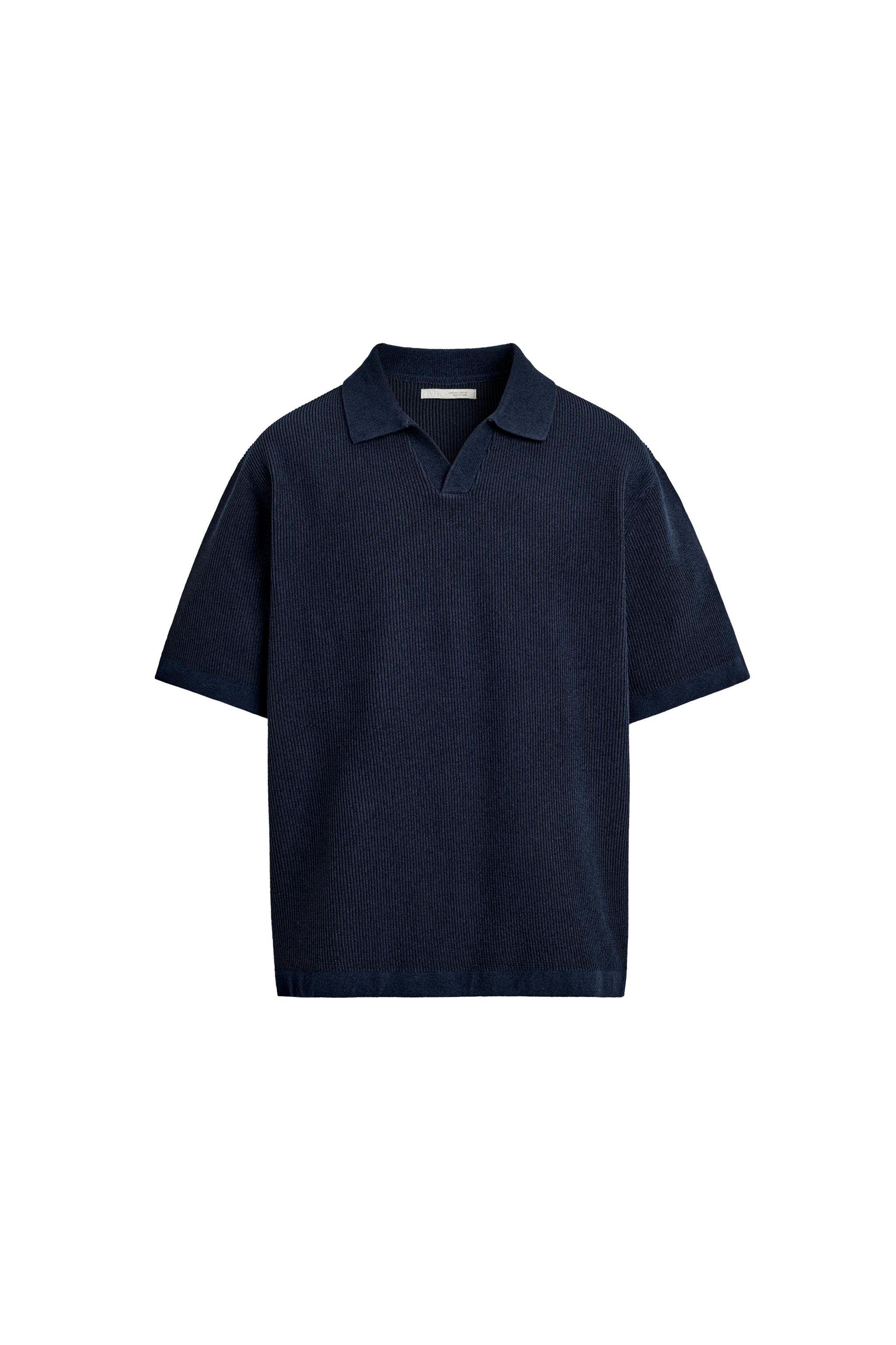 ニットテクスチャーポロシャツ - ネイビーブルー | ZARA Japan / 日本