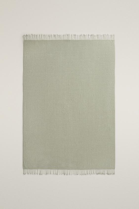 STRIPED CHENILLE THROW - Green by Zara - Image 0