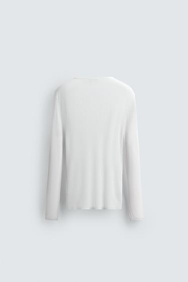 HAUT À COL TUNISIEN STRUCTURÉ EN VISCOSE - Blanc de Zara - Image 7