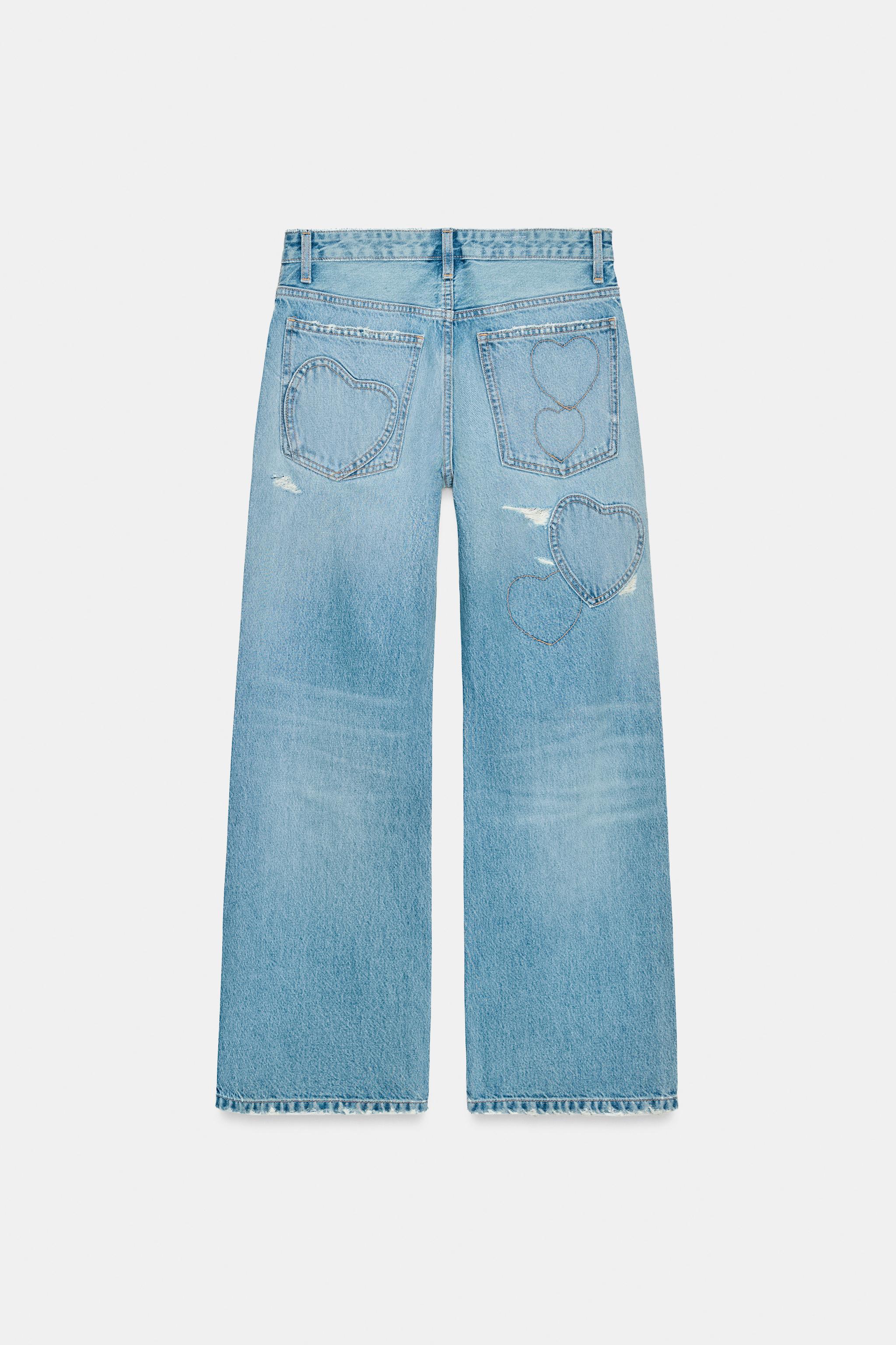 MID-RISE TRF BOYFRIEND JEANS WITH HEARTS