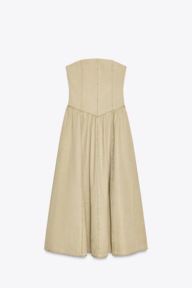 STRAPLESS DRESS - camel by Zara