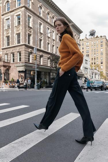 PANTALON LARGE TAILLE HAUTE - rayures de Zara - Image 5