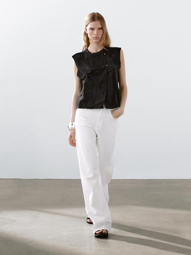 Zara Embroidered waistcoat - white - Image 0