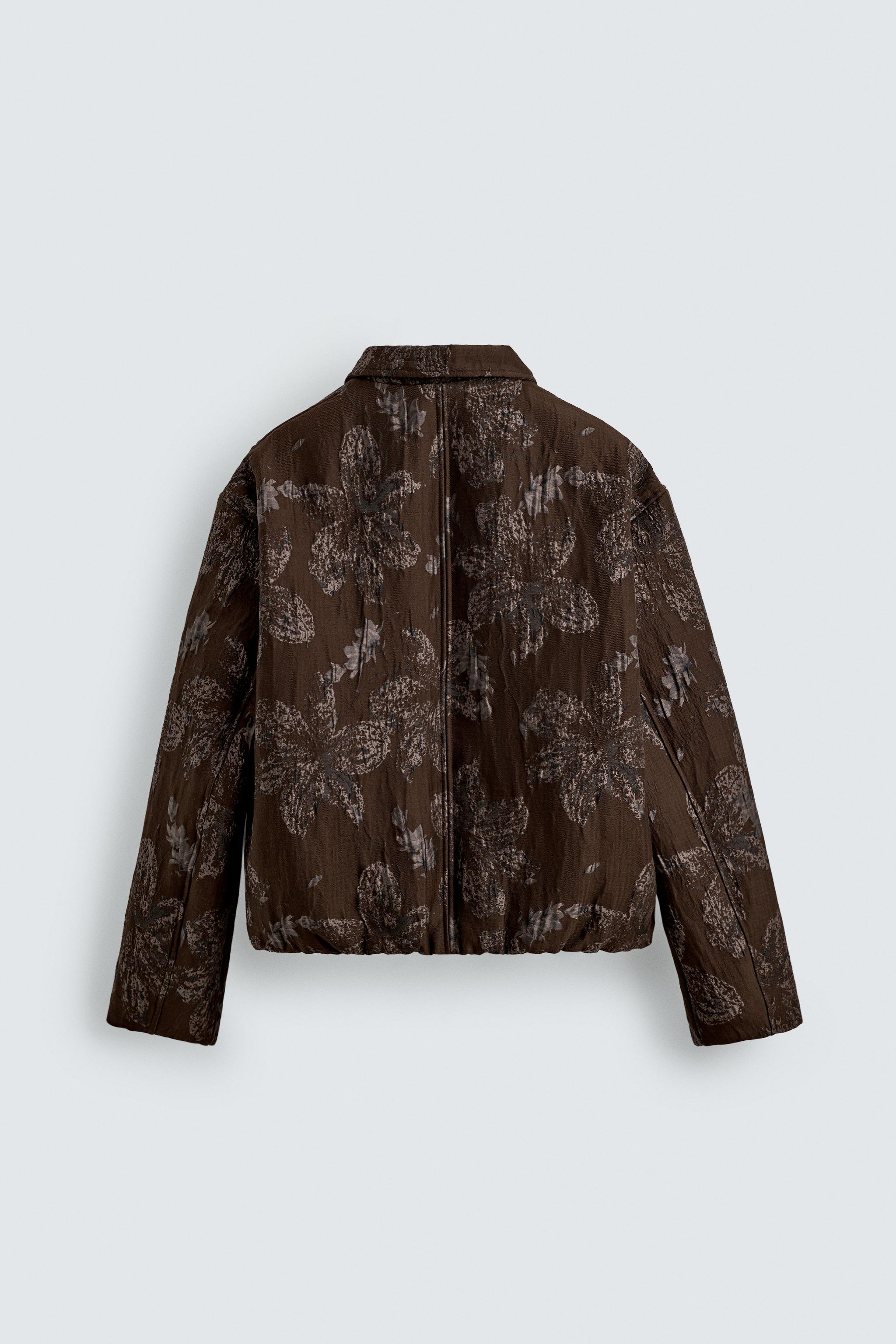 FLORAL JACQUARD JACKET - Chocolate | ZARA Australia
