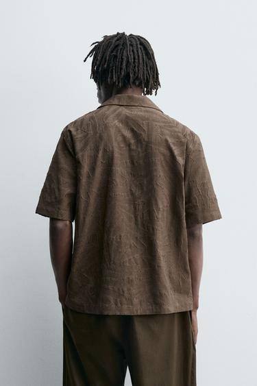 CHEMISE JACQUARD FLORAL - Marron de Zara - Image 2