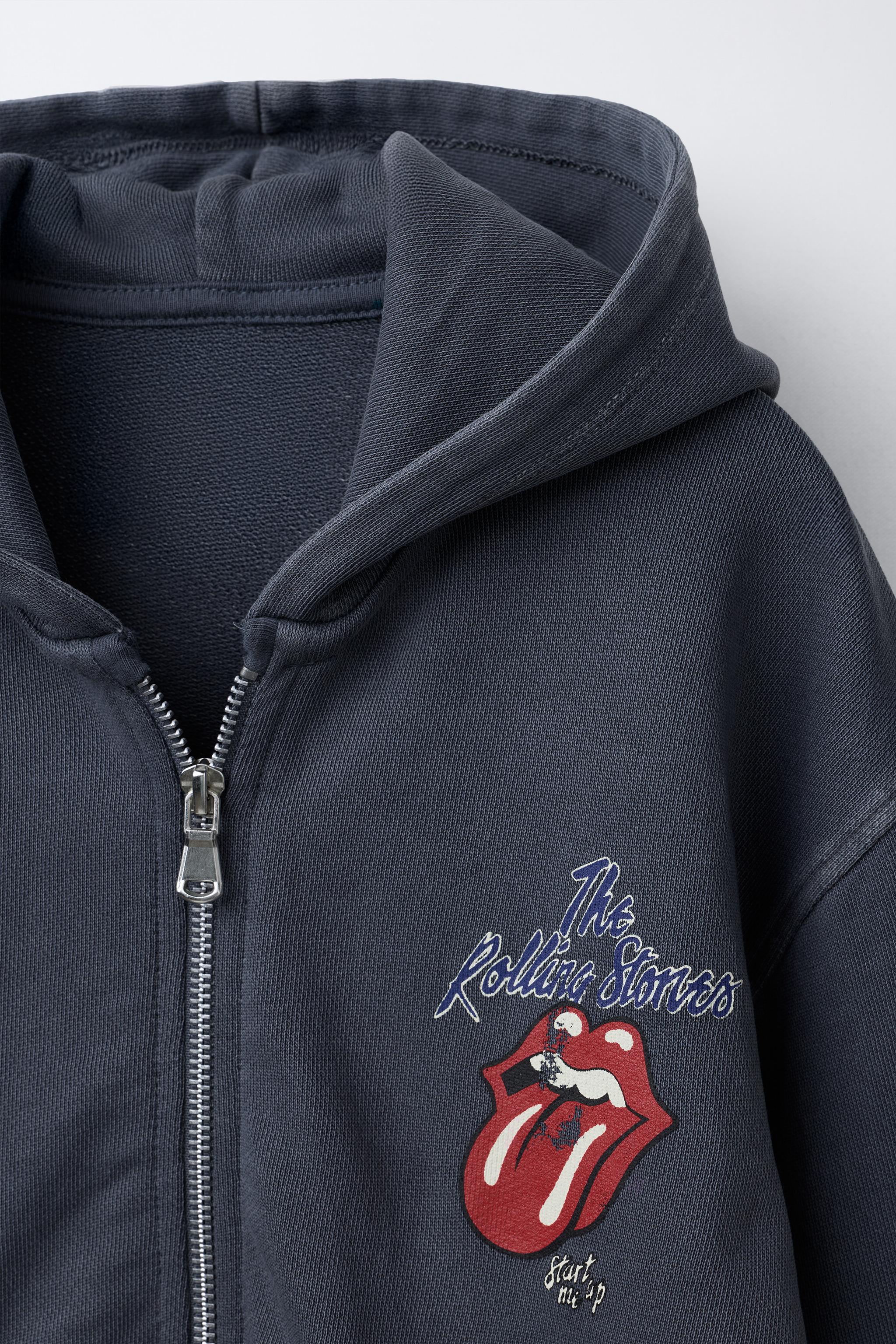 SWEAT ZIPPÉ EFFET DÉLAVÉ ROLLING STONES ©