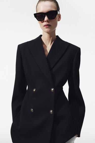 SACOU CAMBRAT CU NASTURI ZW COLLECTION - Bleumarin închis de la Zara