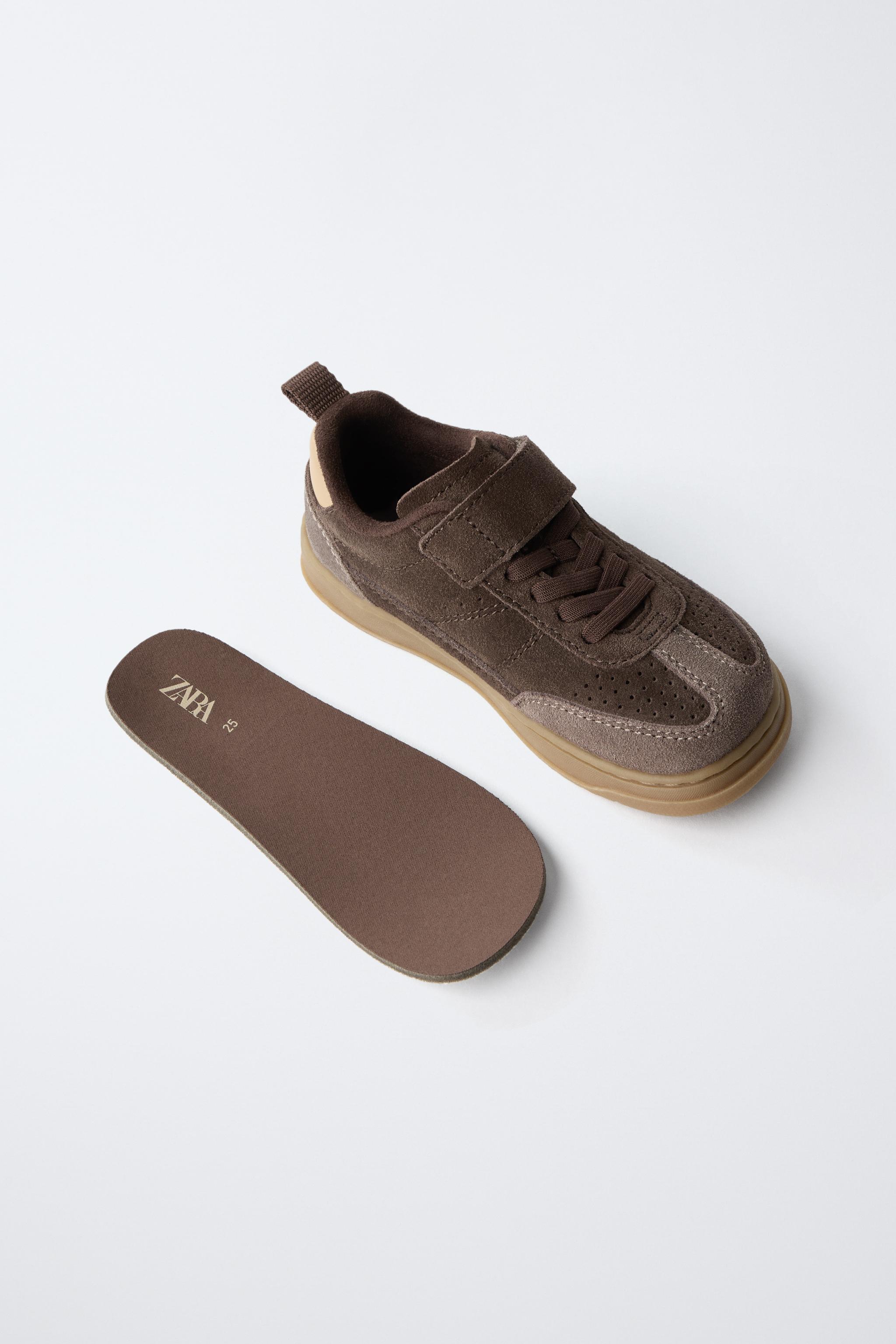 Детские кроссовки Zara BAREFOOT LEATHER SNEAKERS — фото 4
