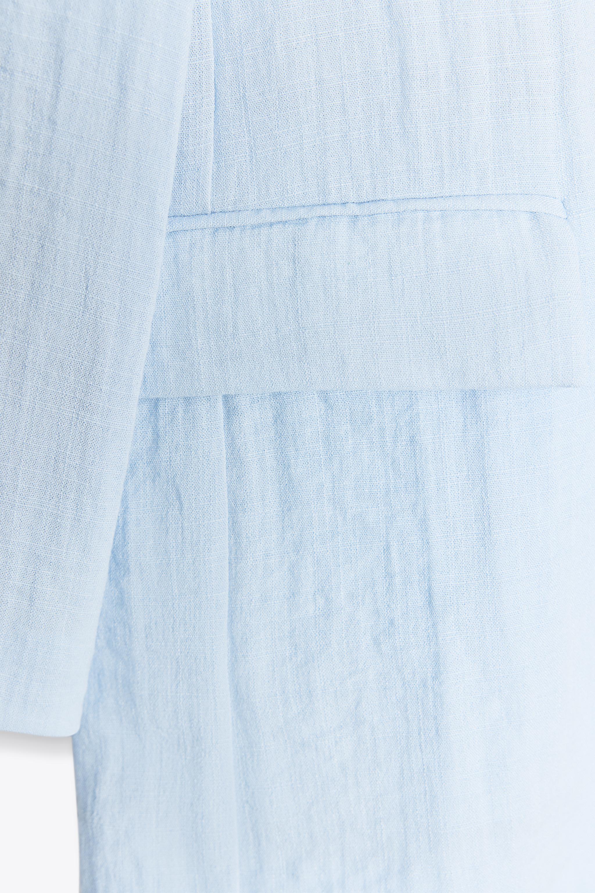 【ZARA】しわ加工オープンブレザー ライトブルー | 3253/741/406 OPEN WRINKLE-EFFECT BLAZER - Light blue | ZARA United States