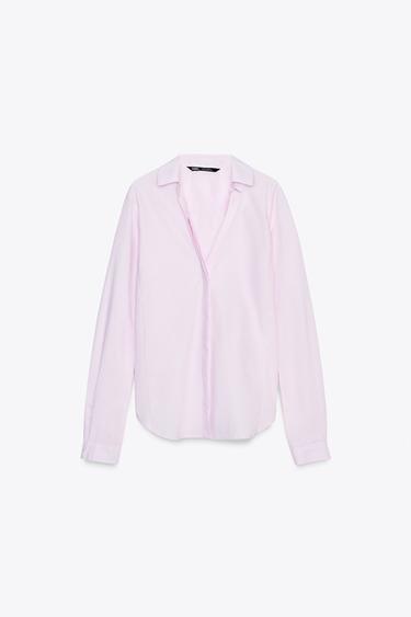 CAMISA CON ALGODÓN ENTALLADA - Rosa de Zara