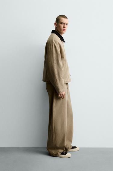 CONTRAST COLLAR FIREMAN CLASP JACKET - Sand by Zara - Image 3