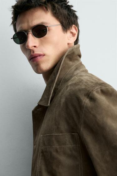 SUEDE LEATHER JACKET WITH POCKETS - Grey / Tan by Zara - Image 5