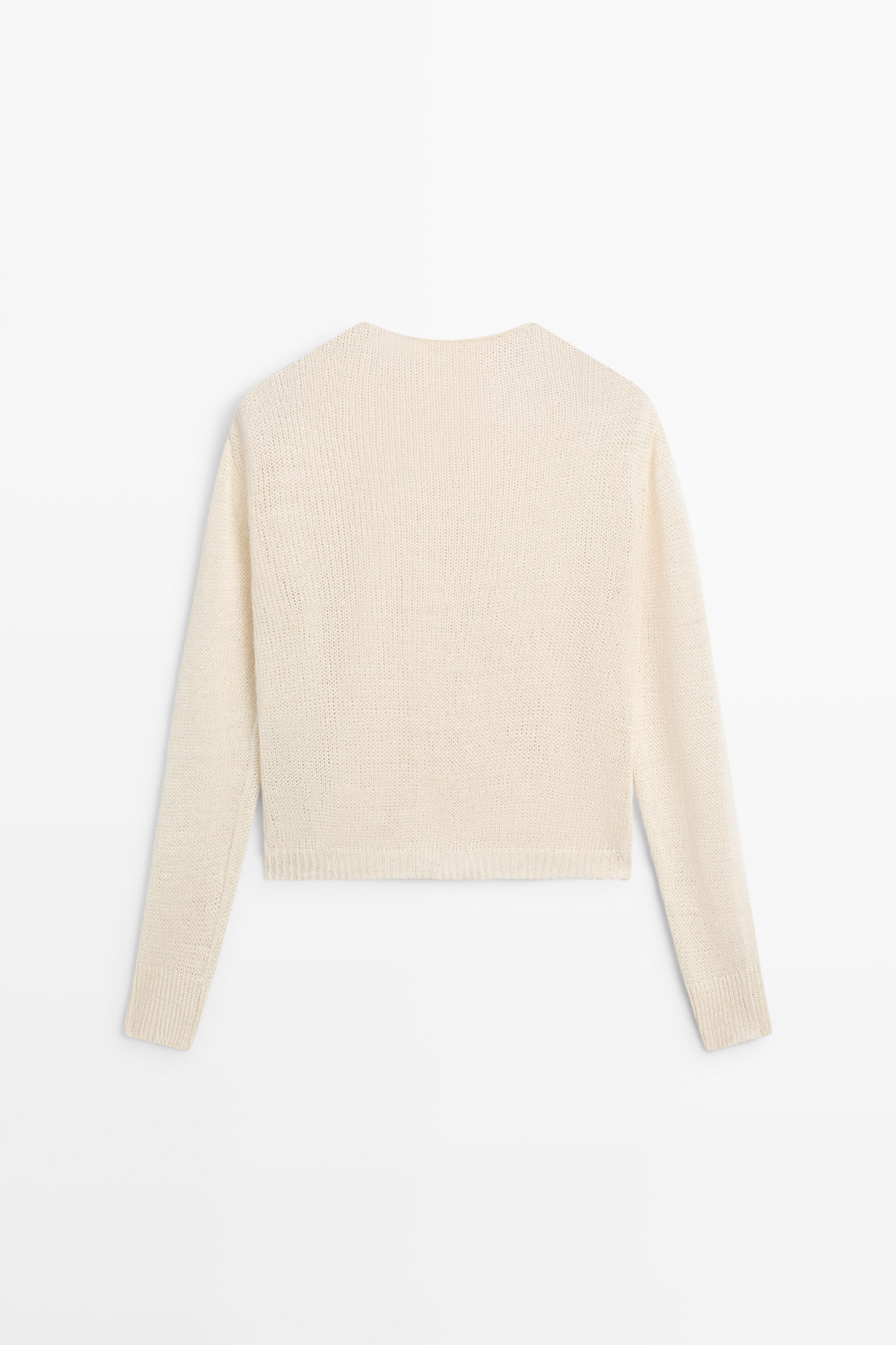 100% linen knit zip-up cardigan