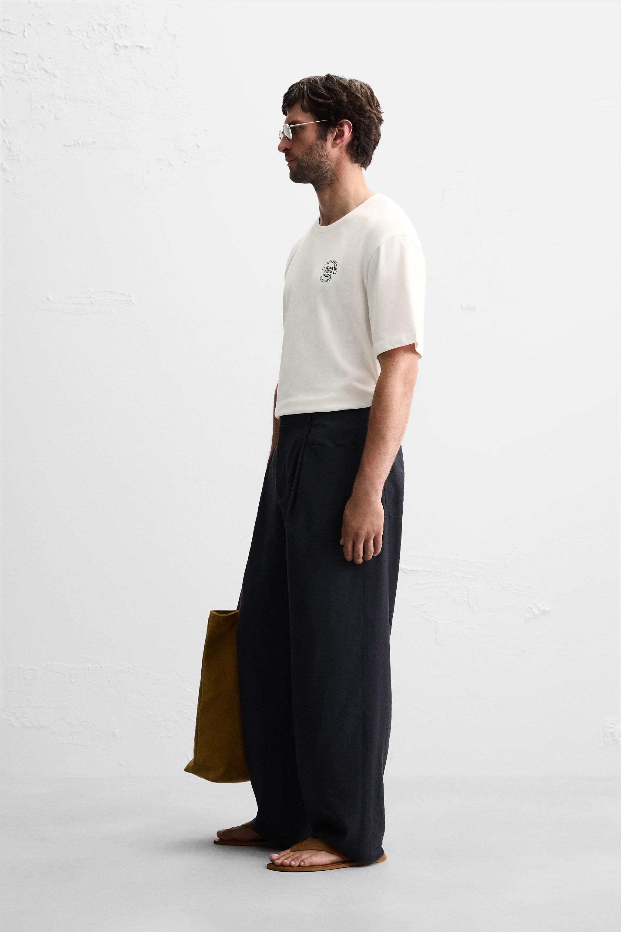 CONTRAST EMBROIDERED T-SHIRT - Oyster-white | ZARA Thailand