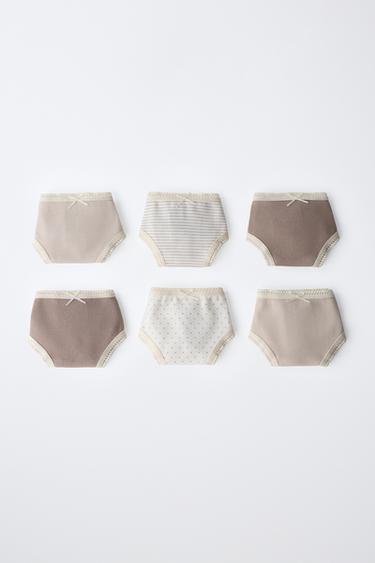 6-14 YEARS / PACK OF SIX STRIPED AND RIBBED BRIEFS - camel by Zara