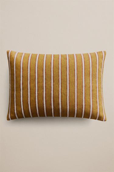 STRIPED CUSHION COVER — Mustard 1